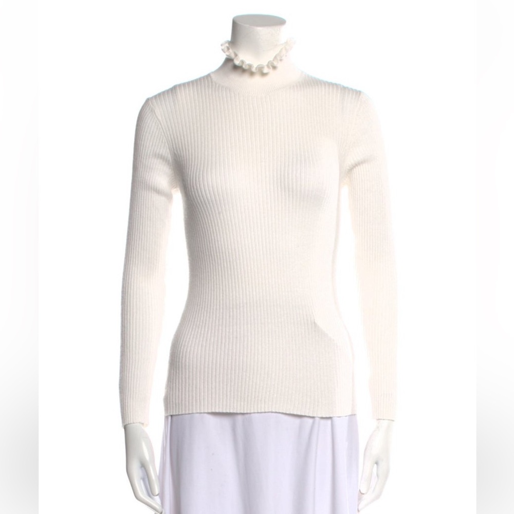 Frame Cream Ribbed Turtleneck Knit